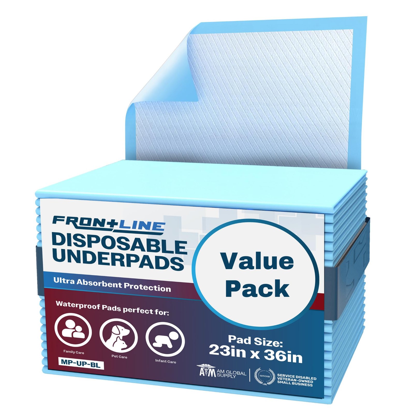 FRONTLINE Disposable Underpads Large 23” X 36” Absorbent Bed Pads, Medical Hospital Bed Incontinence Chux Pads | Thick Waterproof Protection for …