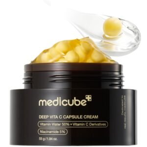 medicube Capsule Cream with Deep Vitamin C | Liposome Vitamin C Golden Capsule for Radiance & Firm-Looking Skin | Hydrating Glow Gel Texture | Kore...