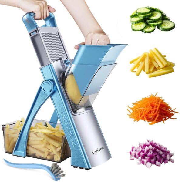 SupMaKin Upgrade Safe Mandoline Slicer Plus, Vegetable Chopper, Potato Slicer, Food Slicer Onion Chopper, Fry Cutter, Veggie Salad Dicer Kitchen Ch…