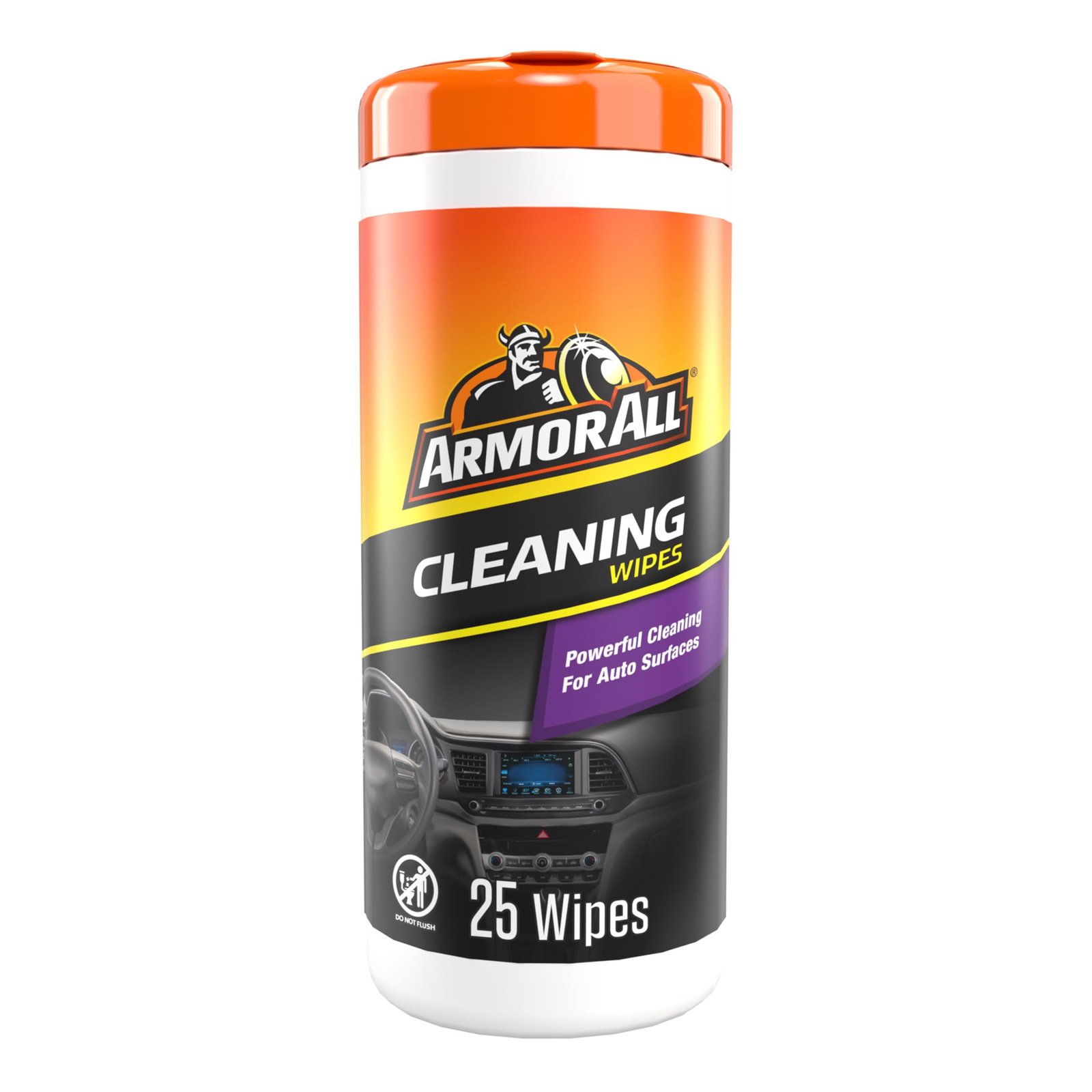 Armor All Interior Car Cleaning Wipes, 25 Count Canister, Powerful Cleaning for Dashboards, Vinyl, Clear Plastics, Carpet and Fabric