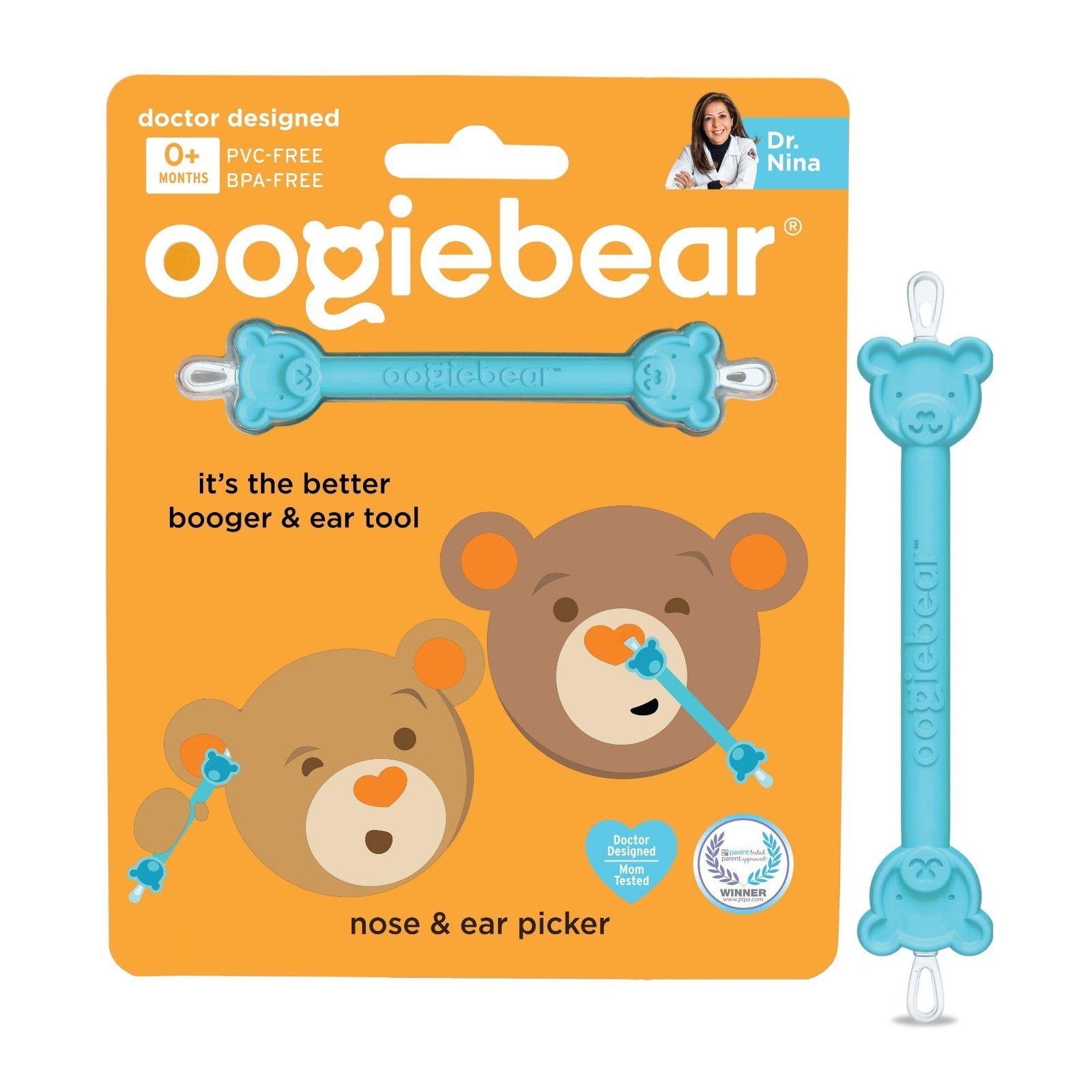 oogiebear Baby Nose Cleaner & Ear Wax Removal Tool – Safe Booger & Earwax Removal for Newborns, Infants, Toddlers – Dual-Ended – Essential Baby Stuff