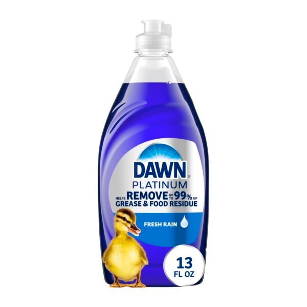 Dawn Platinum Dish Soap, Fresh Rain Scent Liquid Dishwashing Detergent, Powerful Dawn Dish Soap for Tough Grease Removal, 13 oz