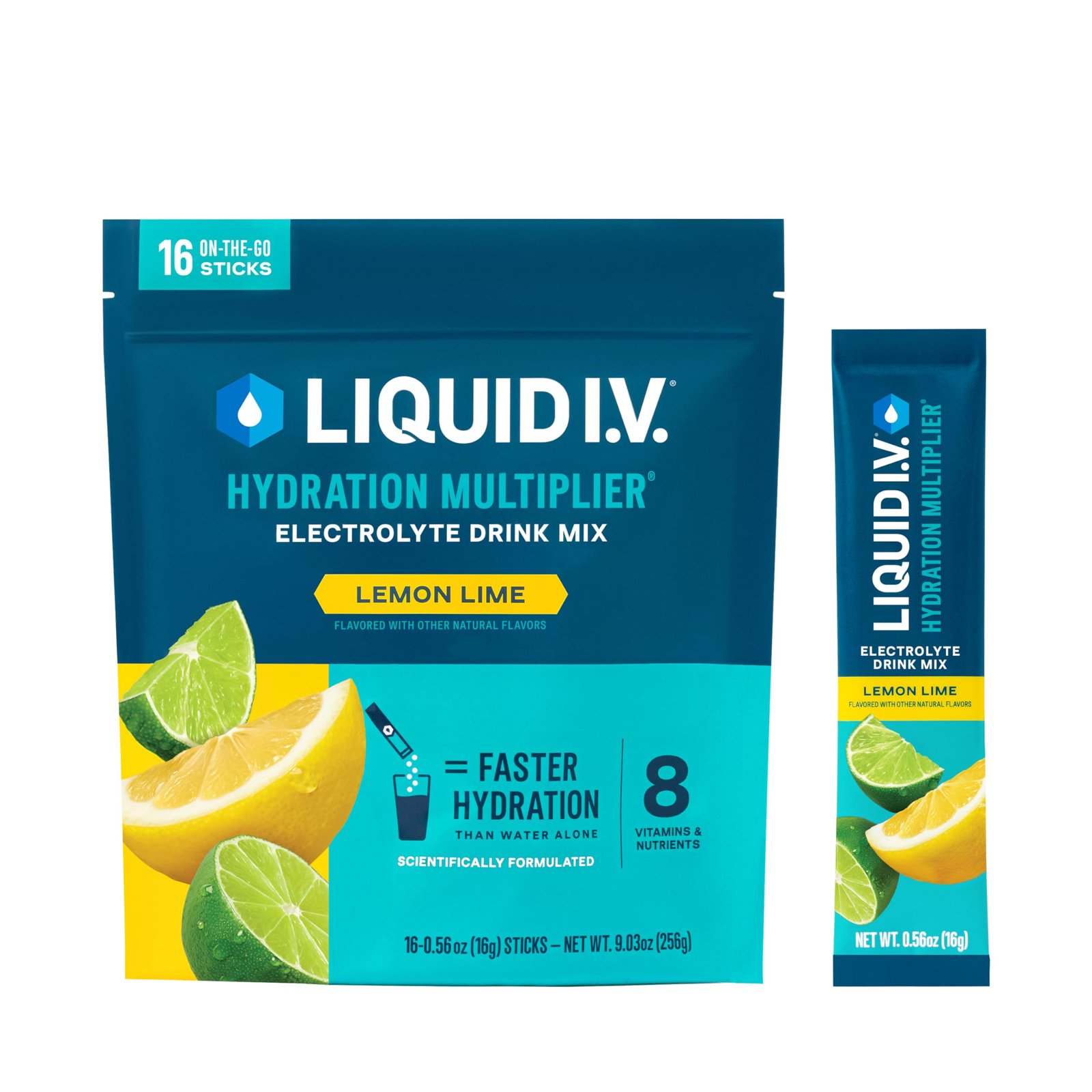 Liquid I.V.® Hydration Multiplier – Lemon Lime | Electrolyte Powder Drink Mix | 1 Pack (16 Servings)