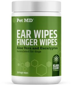 Dog Ear Cleaning Finger Wipes with Aloe Vera & Eucalyptus Oil – Veterinarian Formulated Pet Ear Wipes for Dog Ear Care – Made in USA – 50 Count