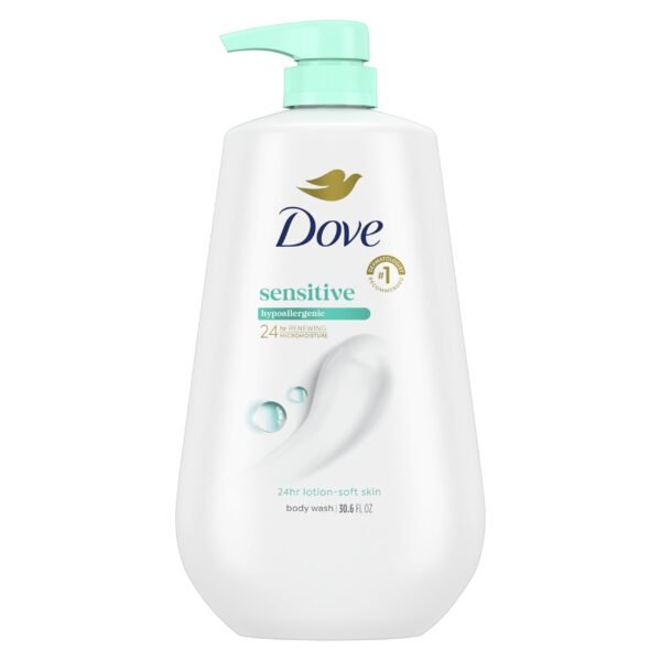 Dove Body Wash with Pump Sensitive Skin For 24hr Lotion-Soft Skin Moisturizing Skin Cleanser Gentle Hypoallergenic Formula with No Sulfates No Para…