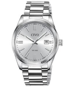 CIVO Analog Mens Watches Silver: Wrist Watches with Date Easy to Read - Dress Stainless Steel Watch for Men Gifts for Husband Father at Birthday An...