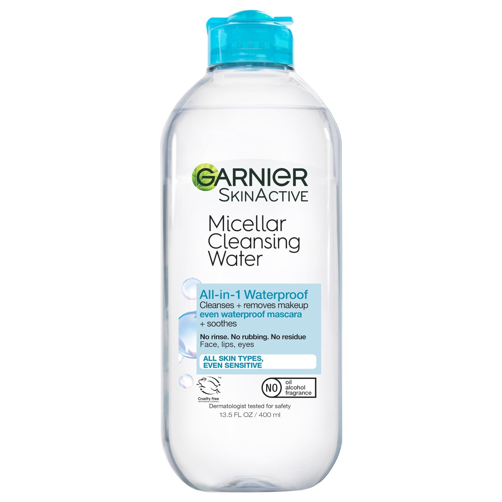 Garnier Micellar Water For Waterproof Makeup, Hydrating Facial Cleanser & Makeup Remover, Suitable for Sensitive Skin, Vegan, Cruelty Free, 13.5 Fl…