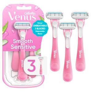 Gillette Venus Sensitive Women’s Disposable Razors – Single Package of 3 Razors