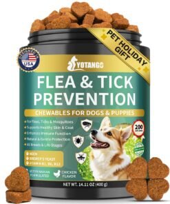 YOTANGO Flea and Tick Prevention for Dogs Chewable, 200 Soft Treats Natural Dog Flea and Tick Treatment Chewable, Oral Flea Supplement Chews, Skin ...