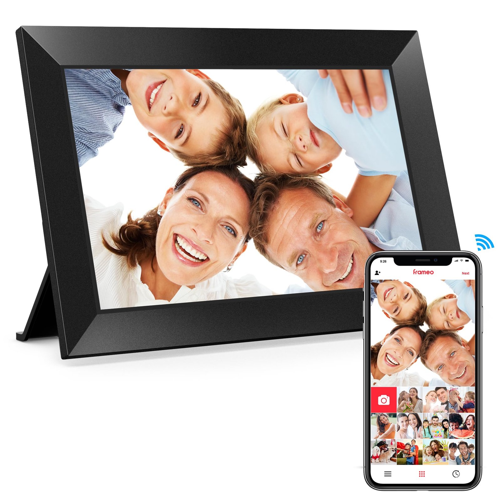 BIGASUO Digital Picture Frame, 10.1″ Frameo Digital Frame WiFi with 32GB Memory, 1280×800 IPS Touch Screen, Send Photos/Videos from Your Phone Anyw…