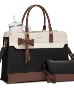 LOVEVOOK Laptop Tote Bag for Women,Leather Work Bag, Waterproof Business Teacher Bag,Large Computer Handbag Purse Briefcase,Office Gifts for Women