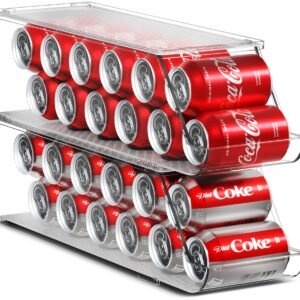 Sorbus Soda Can Organizer for Refrigerator Stackable Can Holder Dispenser with Lid for Fridge, Pantry, Freezer – Holds 12 Cans Each, BPA-Free, Clea…