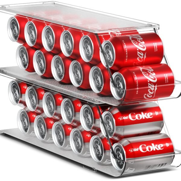 Sorbus Soda Can Organizer for Refrigerator Stackable Can Holder Dispenser with Lid for Fridge, Pantry, Freezer – Holds 12 Cans Each, BPA-Free, Clea…