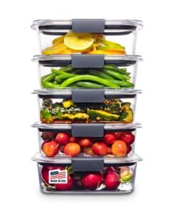 Rubbermaid Brilliance Tritan Plastic Food Storage Containers BPA Free Airtight Lids Ideal for Lunch Meal Prep & Leftovers Set of 5 (3.2 Cup)