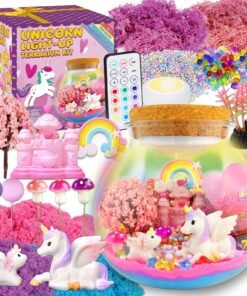 7july Unicorn Terrarium Crafts Kit for Kids-LED Night Light Up & Remote Unicorn Birthday Gifts Toys for Girls Ages5 6 7 8 9 10 Year Old-Christmas G...