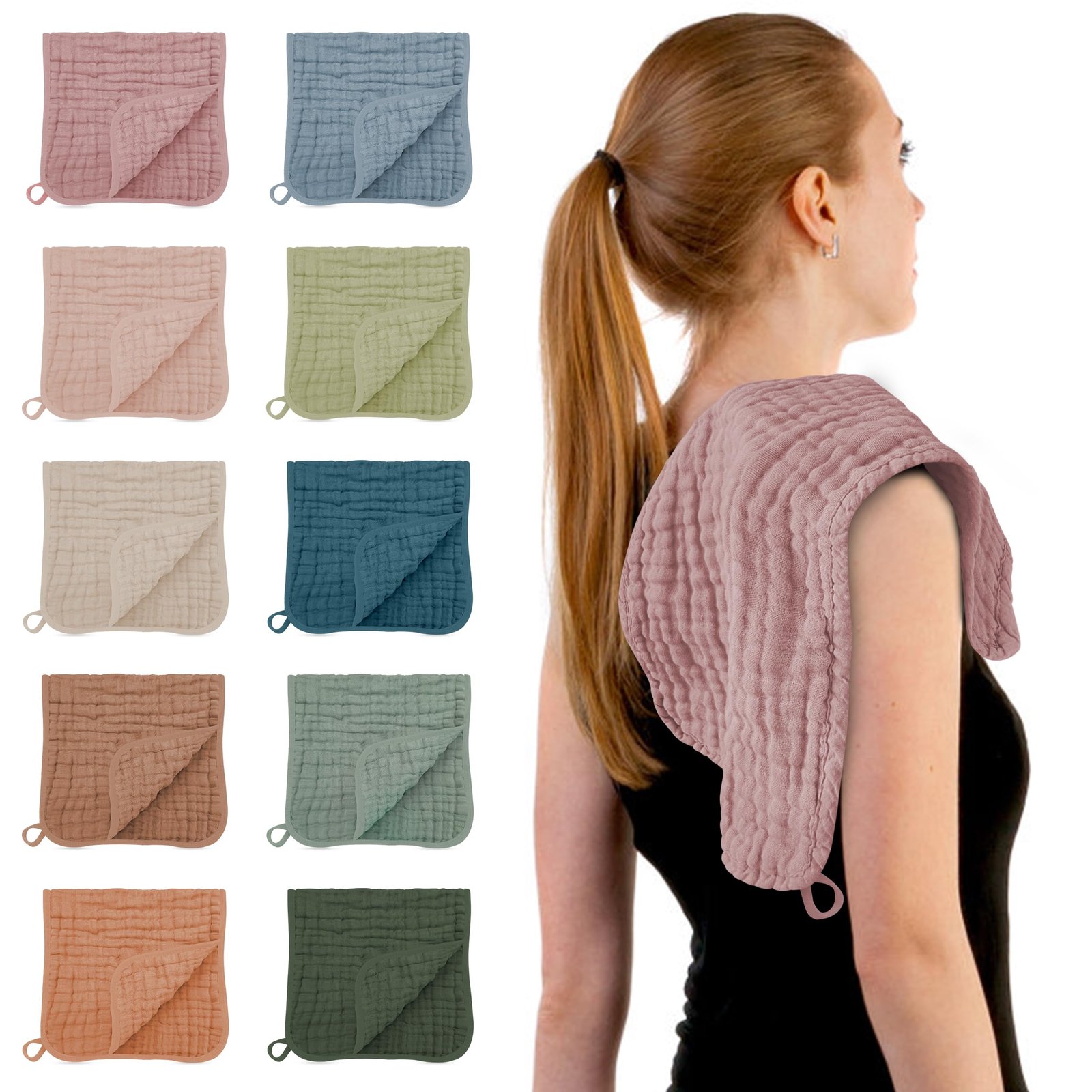 HIPHOP PANDA Muslin Burp Cloths, 10 Pack – Large 20″ X10″ – Ultra Absorbent and Soft 100% Cotton Baby Essentials Drool Rags and Messes for Newborn …