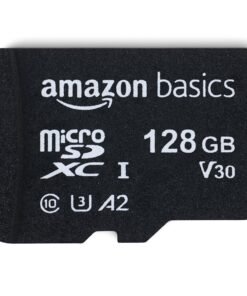 Amazon Basics Micro SDXC Memory Card with Full Size Adapter, A2, U3, Class 10, Read Speed up to 100 MB/s, 128 GB, Black