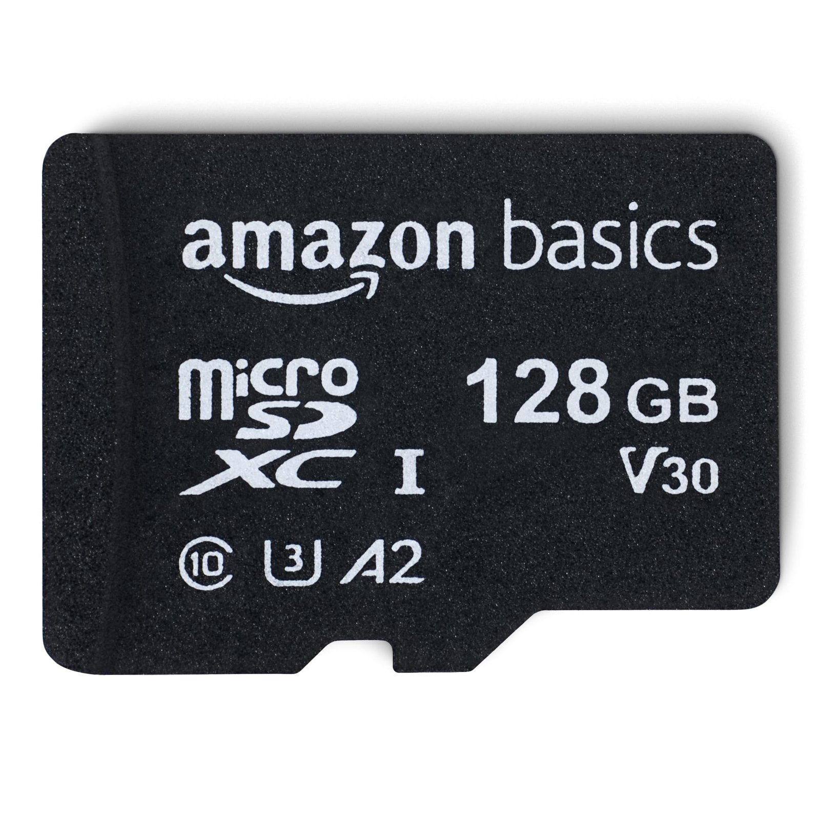 Amazon Basics Micro SDXC Memory Card with Full Size Adapter, A2, U3, Class 10, Read Speed up to 100 MB/s, 128 GB, Black