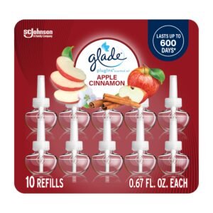 Glade PlugIns Refills Air Freshener, Scented and Essential Oils for Home and Bathroom, Apple Cinnamon, 6.7 Fl Oz, 10 Count