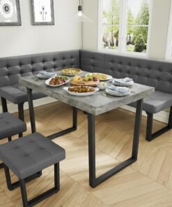 XIAO WEI Corner Dining Table Set for Small Spaces, 72 Inch Breakfast Nook with Storage Banquette, 5 Piece Dining Set with Upholstered Bench, Modern...
