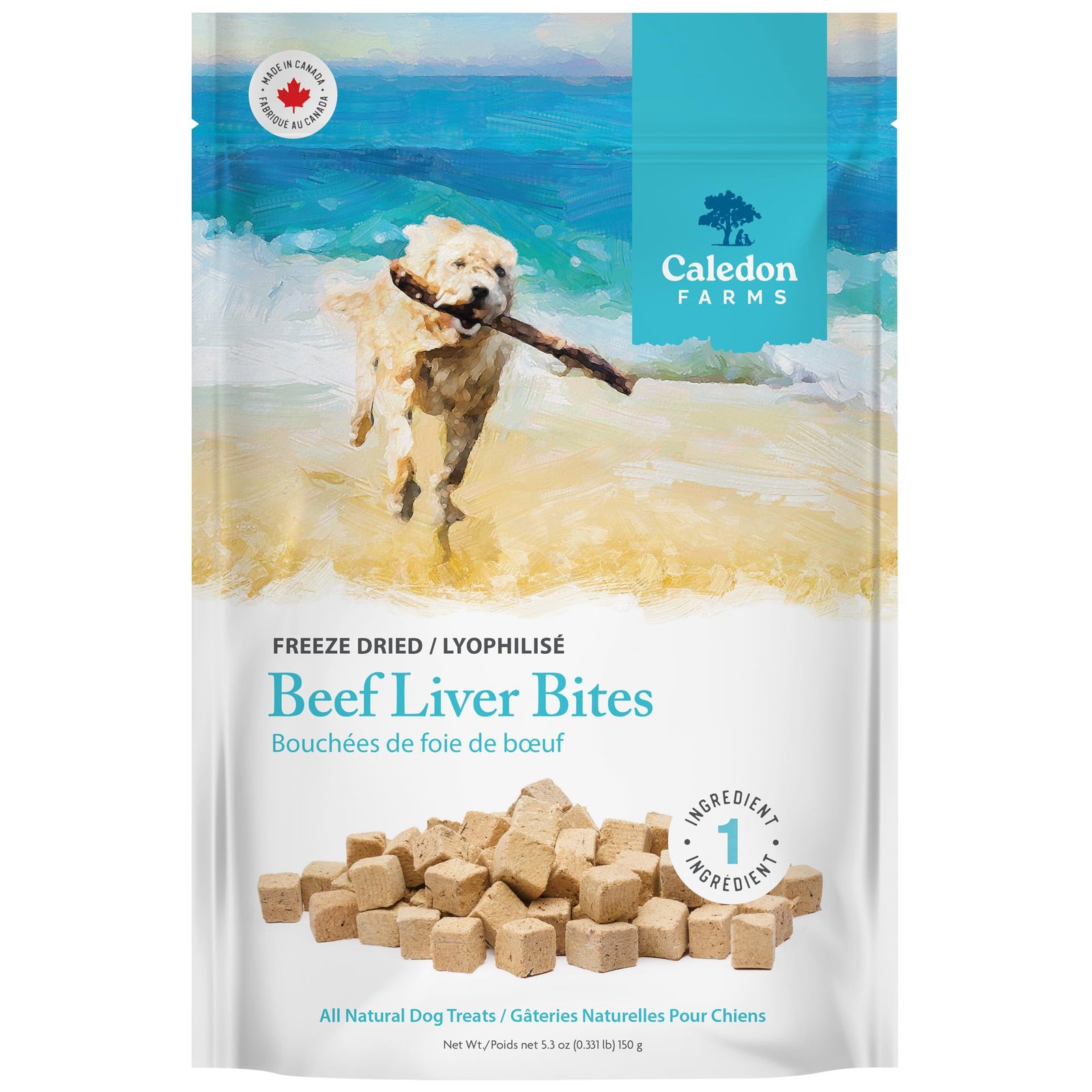 Caledon Farms Freeze Dried Beef Liver Bites Dog Treats, 150 Grams/5.3OZ