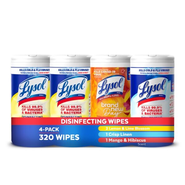 Lysol Disinfecting Wipes Bundle, Home Apartment Dorm Room Essentials and Cleaning Supplies, All Purpose Cleaner, Multi-surface Cleaning Wipes, Mult…