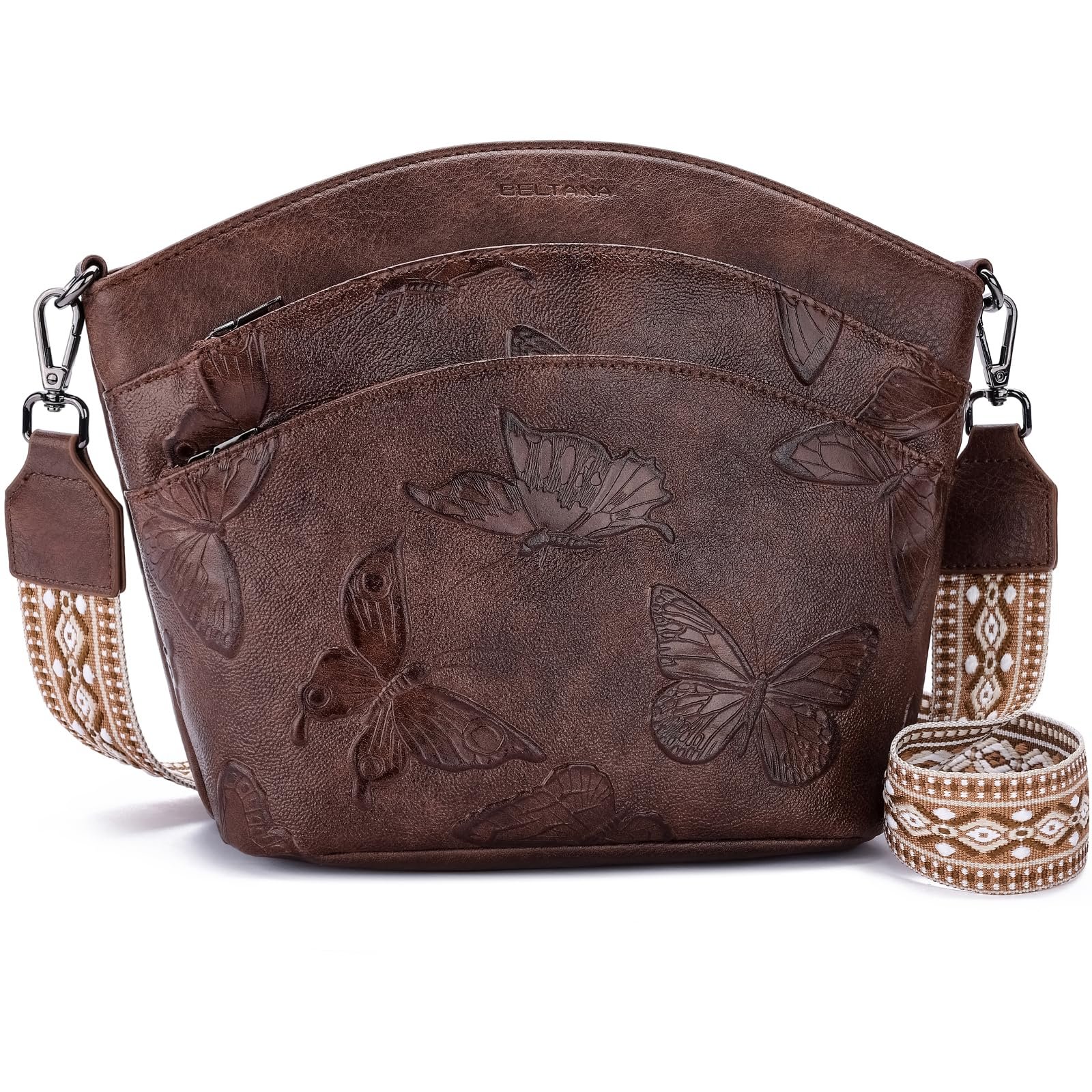 BELTANA Crossbody Purses for Women,Multi Pocket Medium Crossbody Bag,Adjustable Strap Shoulder Bag Butterfly Design | Zipper Pockets, Adjustable St…