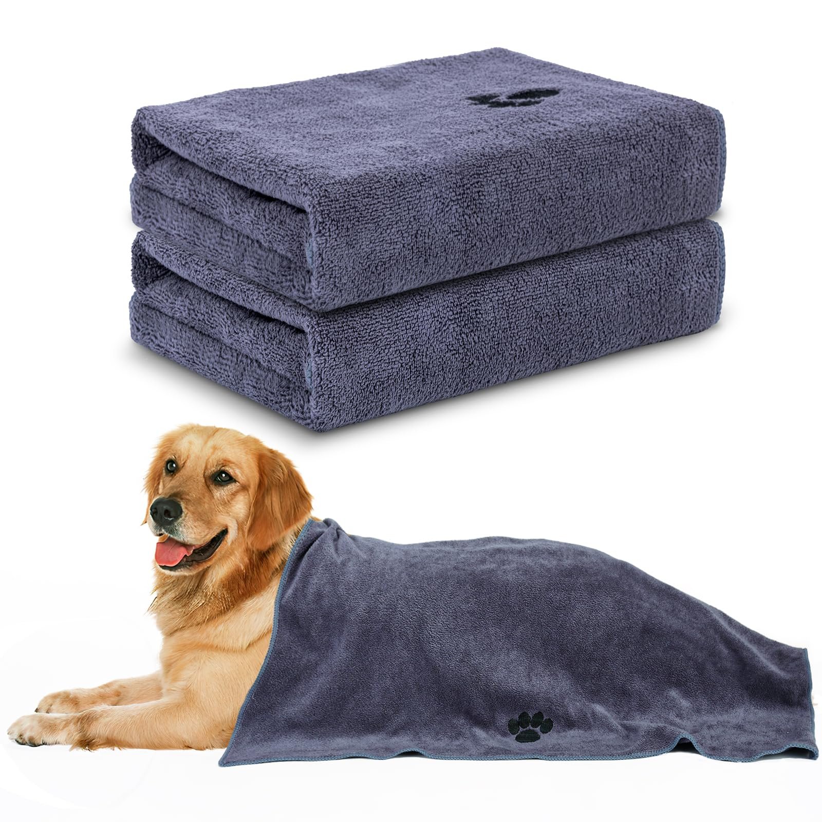 Microfiber Dog Towels for Drying Dogs,40” X 23.6”, Super Absorbent and Soft Pet Grooming Towel, Perfect Shower & Bath Supplies for Dogs
