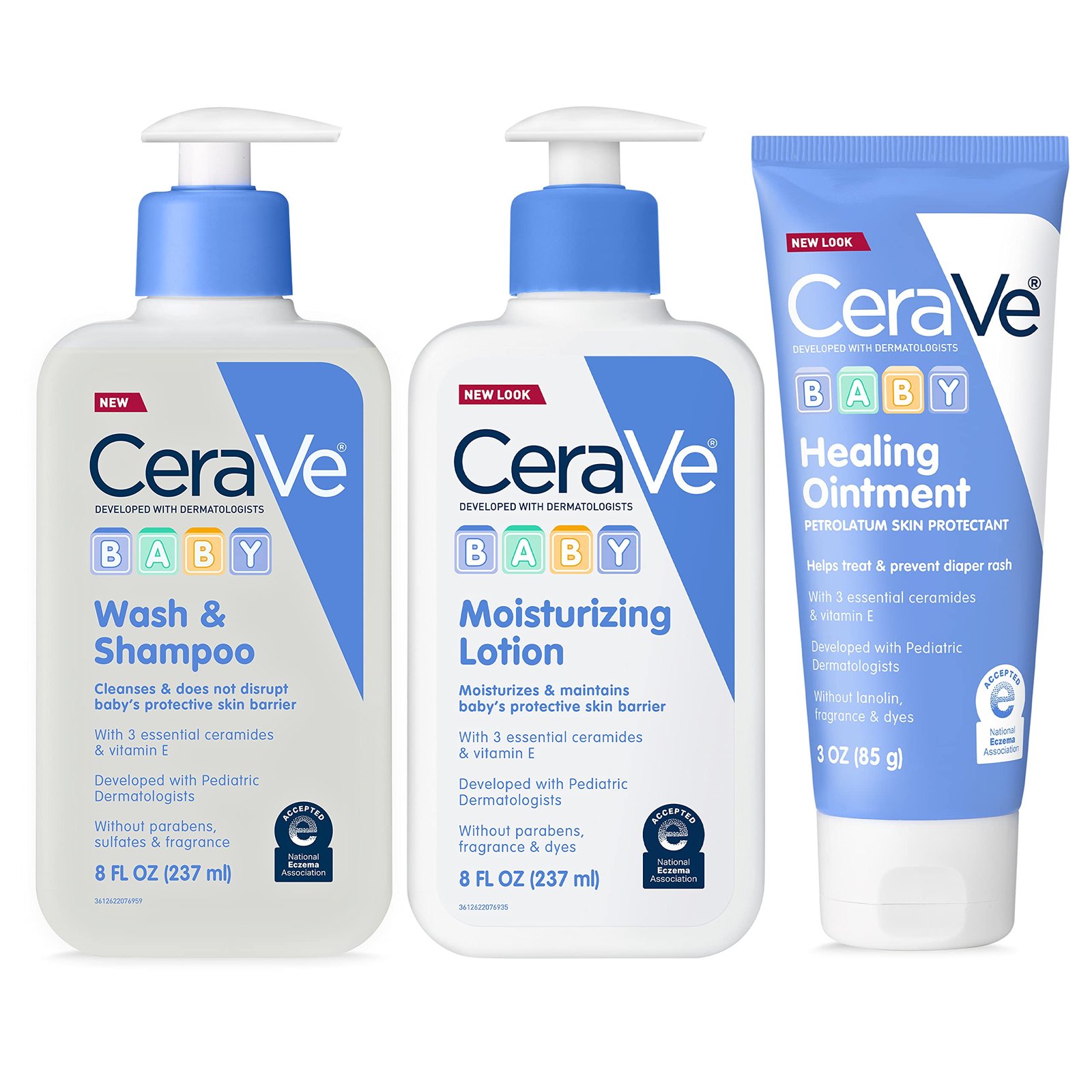 CeraVe Baby Bath Set, 8oz Wash & Shampoo + 8oz Moisturizing Lotion + 3oz Healing Ointment, Fragrance, Parabens, Phthalates, & Tear Free Baby Bath E…