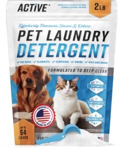 Pet Laundry Detergent Odor Remover - ACTIVE Enzyme Based Powder Detergent for Dogs Beds, Cat Pee, HE Washer Friendly Natural Enzymatic Deodorizer, ...