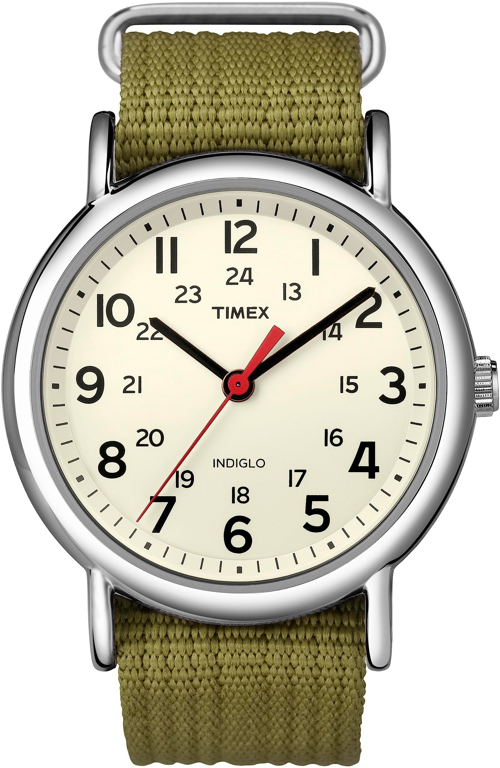 Timex Weekender 38mm Unisex Analog Watch | INDIGLO Backlight | Adjustable Durable Nylon Fabric Slip Through Strap | 24 Hour Time