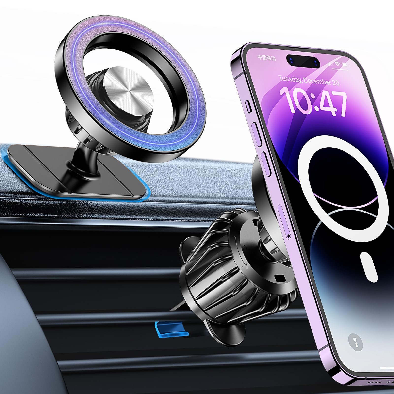 Kaistyle for Magsafe Car Mount【20 Strong Magnets】Magnetic Phone Holder for Car Phone Holder Mount Dash Mounted Holders Cell Phone Holders for Your …