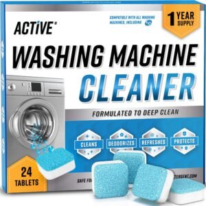 Washing Machine Cleaner Descaler 24 Pack – Deep Cleaning Tablets For HE Front Loader & Top Load Washer, Septic Safe Eco-Friendly Deodorizer, Clean …