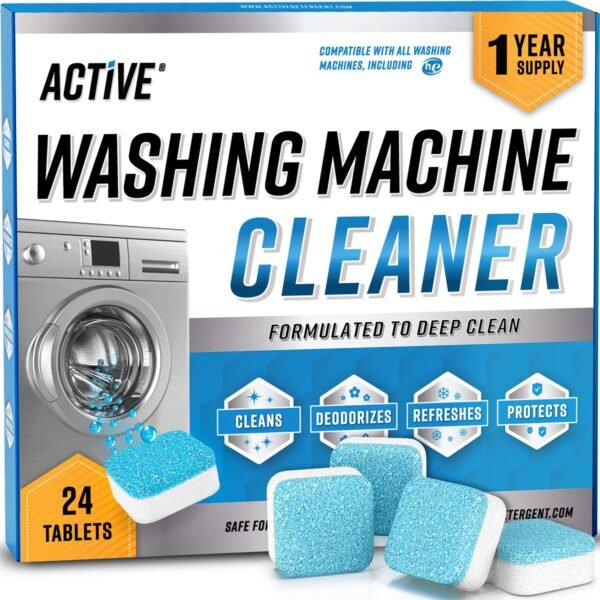 Washing Machine Cleaner Descaler 24 Pack – Deep Cleaning Tablets For HE Front Loader & Top Load Washer, Septic Safe Eco-Friendly Deodorizer, Clean …
