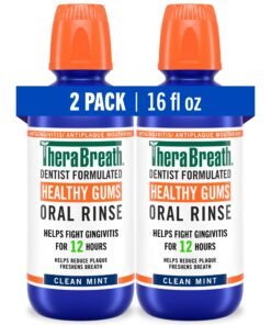 TheraBreath Healthy Gums Oral Rinse, Antigingivitis, Clean Mint Flavor, Dentist Formulated to Help Prevent Gingivitis and Support Gum Health, Alcoh...