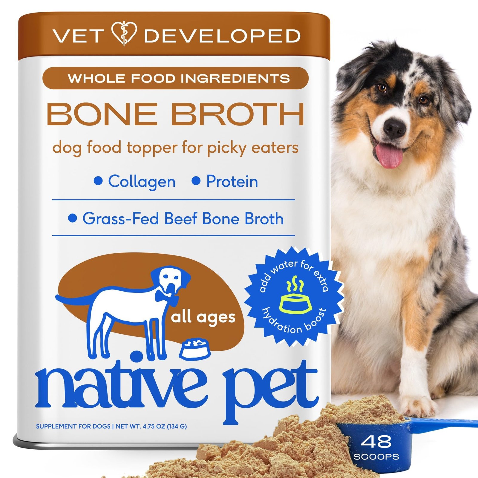 Native Pet Bone Broth for Dogs – Made with Real Beef Bone Broth, Dog Food Toppers for Picky Eaters – Provides Extra Hydration & Nutrition for Joint…