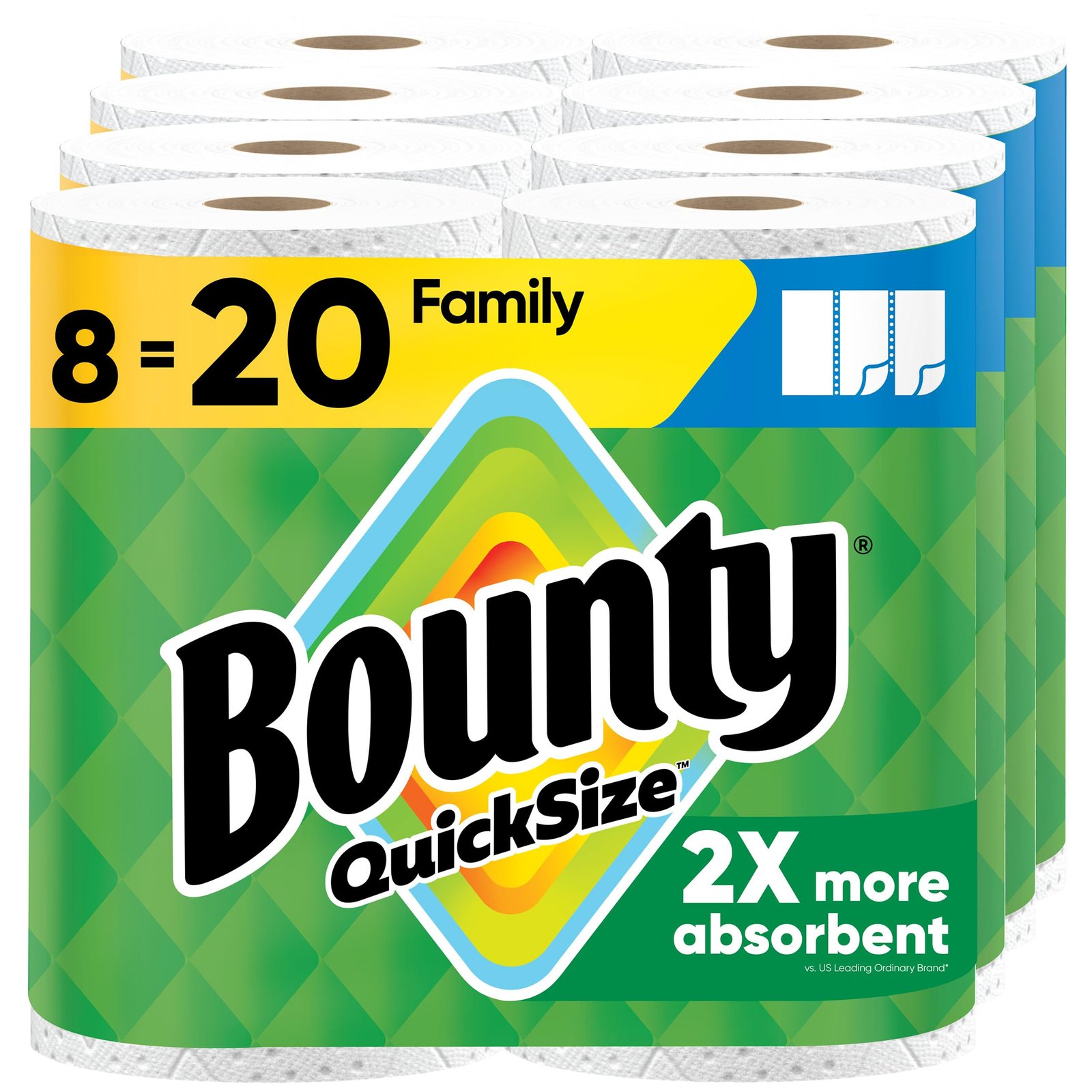 Bounty Quick Size Paper Towels, White, 8 Family Rolls