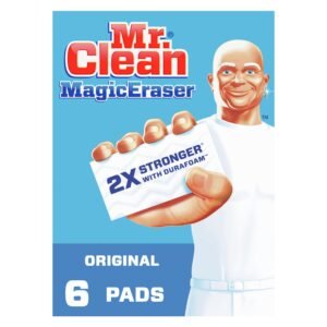 Mr. Clean Magic Eraser Original Cleaning Pads, Multi Purpose Cleaner, Bathroom Cleaning Supplies, All Purpose Cleaner, White, 6 Count