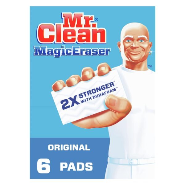 Mr. Clean Magic Eraser Original Cleaning Pads, Multi Purpose Cleaner, Bathroom Cleaning Supplies, All Purpose Cleaner, White, 6 Count