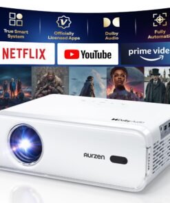 Aurzen EAZZE D1 Smart Projector with WiFi and Bluetooth, Officially-Licensed APP, Auto Focus/Keystone, DoIby Audio 16W Speakers, Native 1080P, HDR1...
