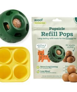WOOF Starter Pack - Interactive Dog Ball Toy for Boredom - Dog Treat Molds Silicone - Chicken-Flavored Healthy Treats for Dogs - Pupsicle Doggy Enr...