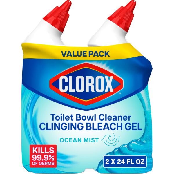CLOROX Toilet Bowl Cleaner Clinging Bleach Gel, Ocean Mist, 24 Fl Oz, Pack of 2