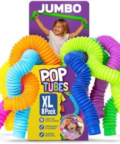 Nutty Toys Jumbo Pop Tubes - 8-Pack XL Sensory Toys - Creative STEM Learning for Kids - Connect & Pop! Top ADHD Autism Fidget 2026, Best Boy & Girl...