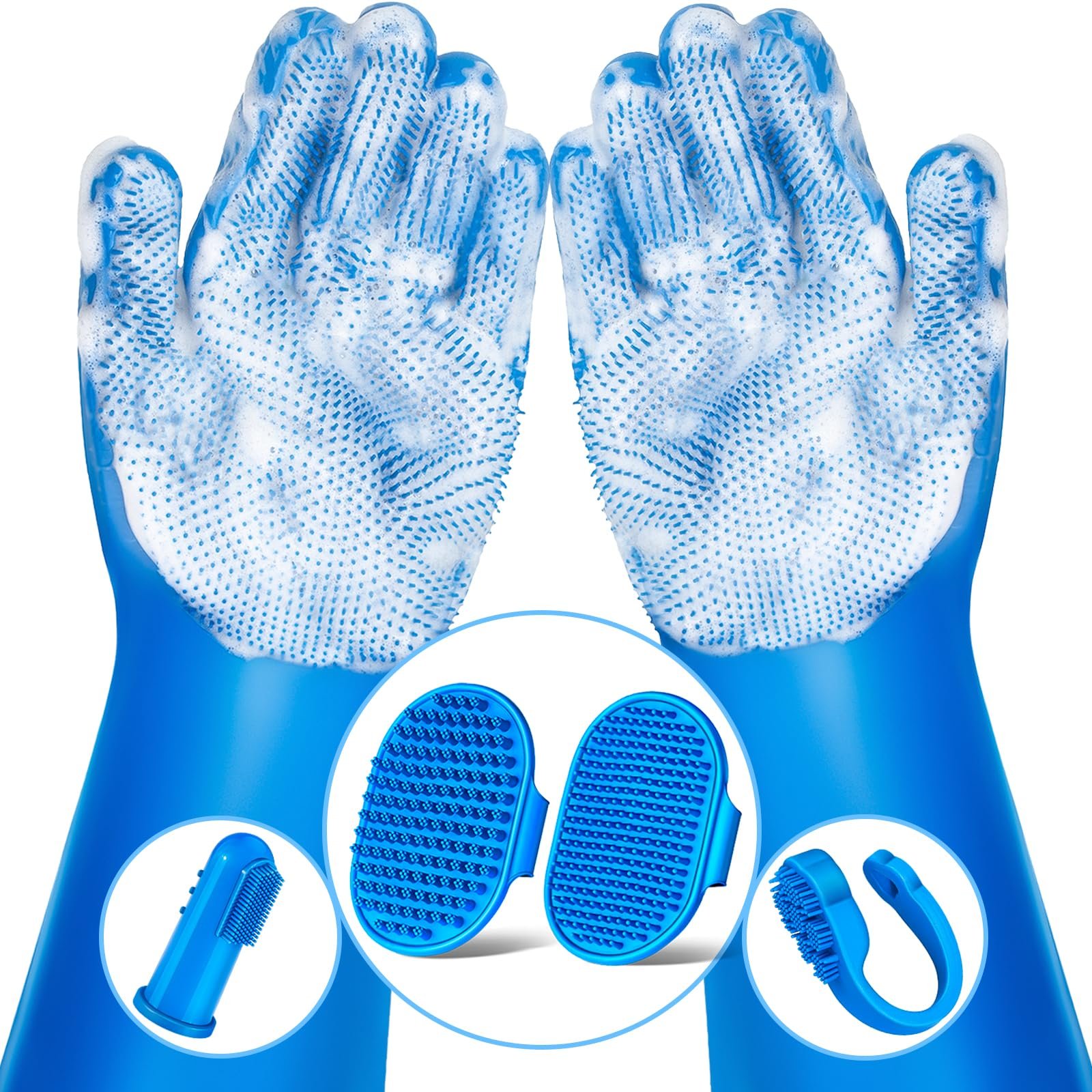 6PCS Pet Grooming Kit for Dogs,Cats and Horses | Dog Washing Gloves | Dog Bath Brush | Dog Bath Gloves | Dog Shampoo Brush | Pet Grooming Gloves | …