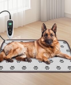 Large Dog Heating Pad 34x21in with Smart Thermostat Switch and Power Line Protection Tube,Obtained MET and UL Dual Certification,Waterproof Pet Hea...