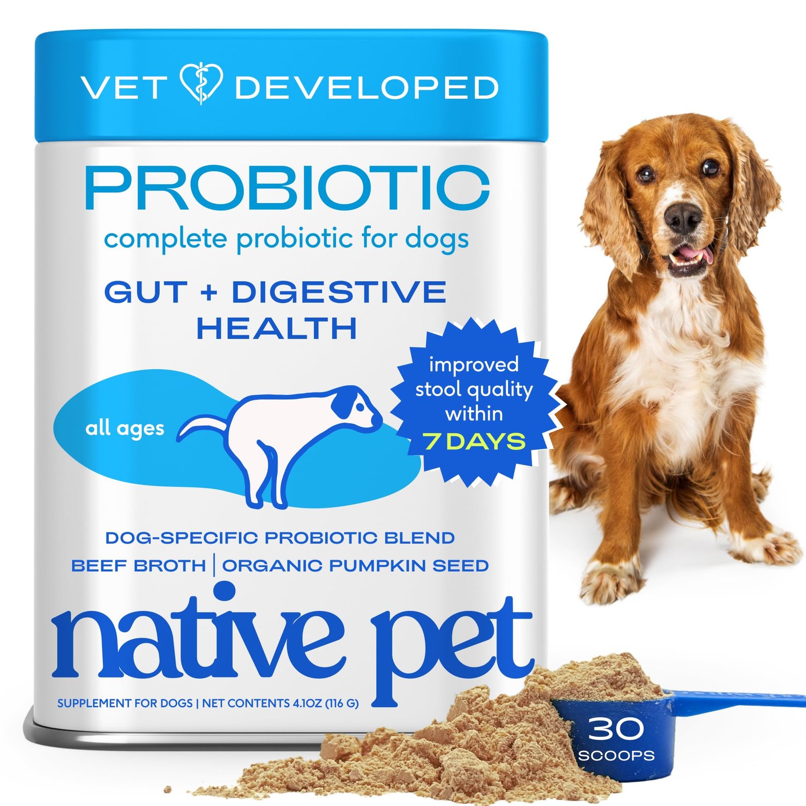 Native Pet Probiotics for Dogs – Dog Probiotics Powder for Digestive Health, Gut Support, & Immune Boost – Vet-Formulated Powder for Maximum Potenc…