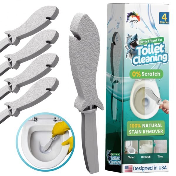 Pumice Stone for Cleaning with Handle  – Scrubbing Stone for Porcelain, Ceramic and Tile, Pumiceshark for Toilet Cleaning