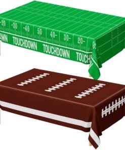 QZYL Football Party Decorations 2026, Disposable Football Tablecloth, 2 PCS Brown Green Decoration Runner, Game Day Theme Table Cloth, Plastic Tabl...