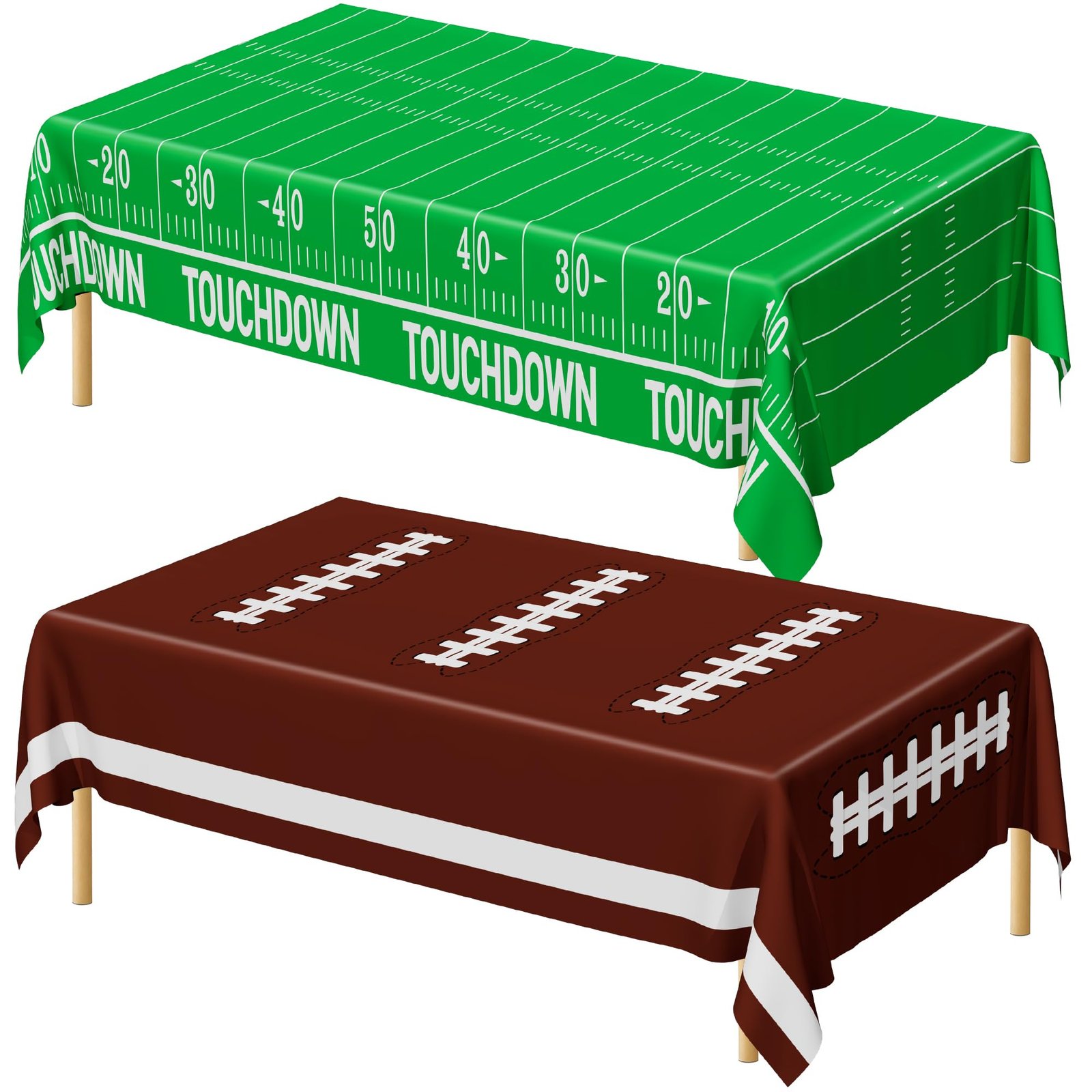 QZYL Football Party Decorations 2026, Disposable Football Tablecloth, 2 PCS Brown Green Decoration Runner, Game Day Theme Table Cloth, Plastic Tabl…