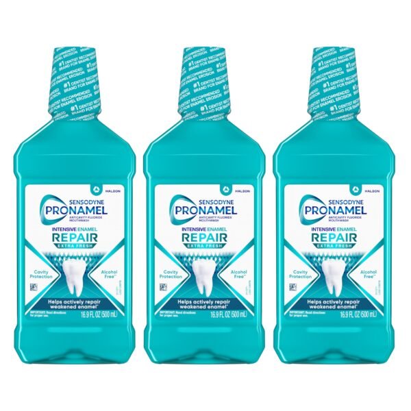 Sensodyne Pronamel Intensive Enamel Repair Alcohol-Free Mouthwash to Help Actively Repair Enamel and Protect Against Cavities, Extra Fresh, 16.9 fl oz